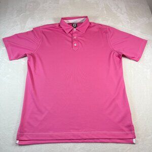 FJ Footjoy Mens Solid Pink Lisle XL Polo Shirt Athletic Fit Golf Performance Moi